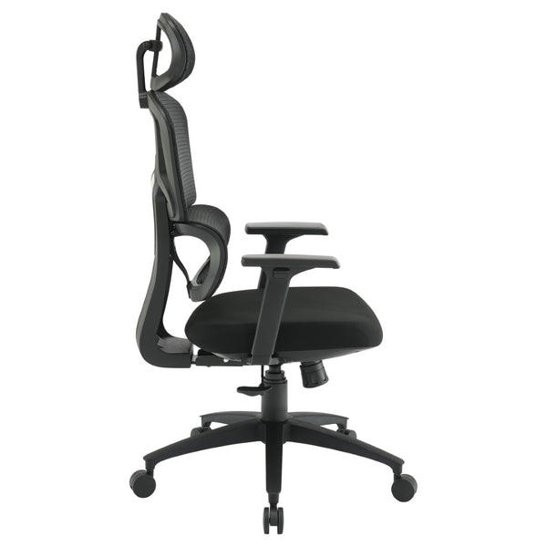 OSP Home Furnishings Mesh Back Ergonomic Manager Chair with Lumbar Support Adjustable Headrest and Padded Seat EM98958HR-3