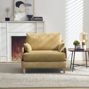 English Elm Foldable sofa bed recliner with three pillows, 3-in-1 convertible sleeper for small spaces, mid-century modern comfort Mustard yellow W395P290559