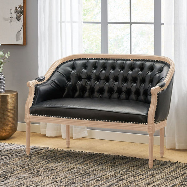 English Elm Chair Chesterfield Loveseat with Tufted Diamond Upholstery Nailhead Trim Birch Frame 60925.00PUMDNT
