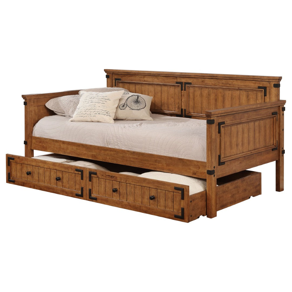 English Elm Kelvin Mission Style Twin Daybed with Trundle Rubberwood Frame Guest Room Sleeper B062S01798