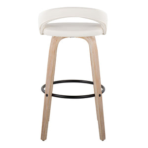 English Elm Fixed-height Swivel Barstools Whitewashed Bentwood Faux Leather Kitchen Island Set B202S01912