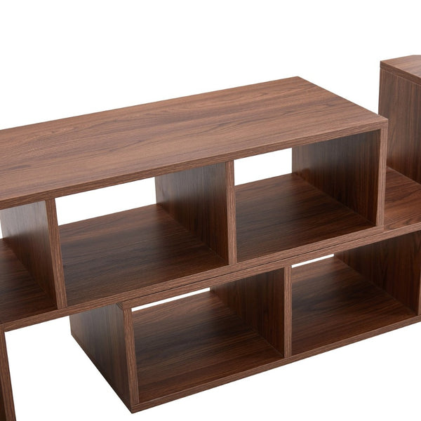English Elm 2 Piece Modular L-shaped Tv Console Open Shelf Bookcase for Modern Living Rooms W3875P397178