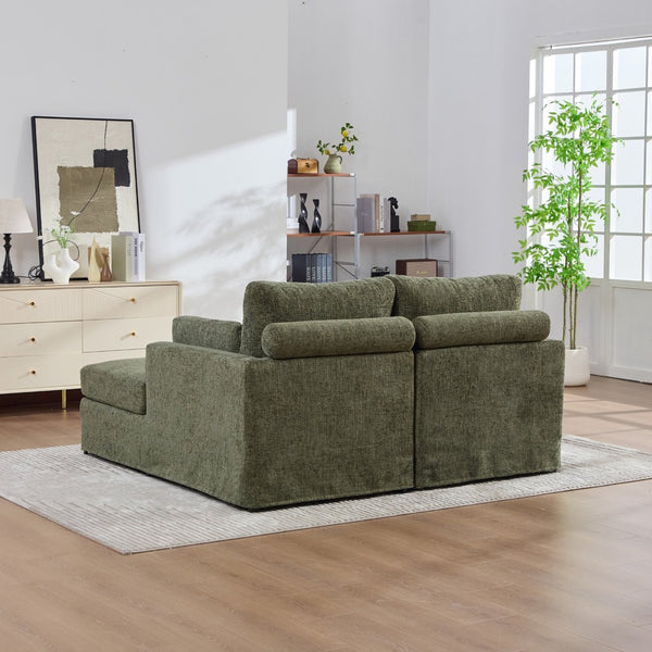 English Elm 63.39" Chenille Convertible Sofa Bed with Pocketed Spring Cushions for Modern Living Spaces Green W3189S00030