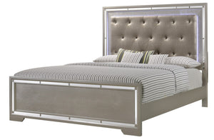 English Elm Alana Full Bed with Mirrored Accents for Elegant Bedroom Depth and Modern Reflective Style Champagne 77.95 L x 9.84 W x 3.94 H B078S00456