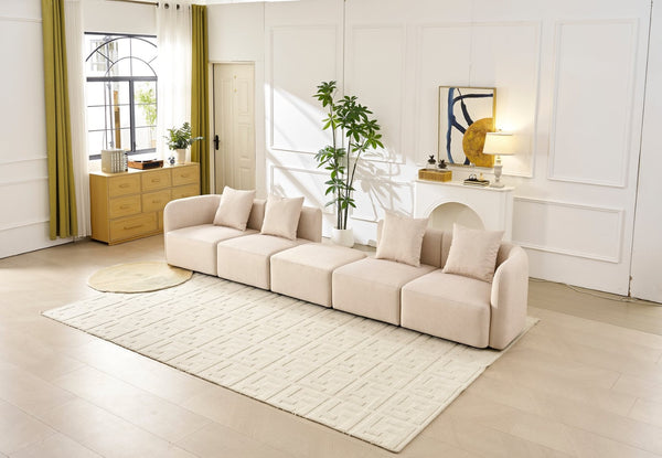 English Elm 118" Velvet Modular Sectional with Ottoman Deep Seat Sofa for Living Room W2664S00093