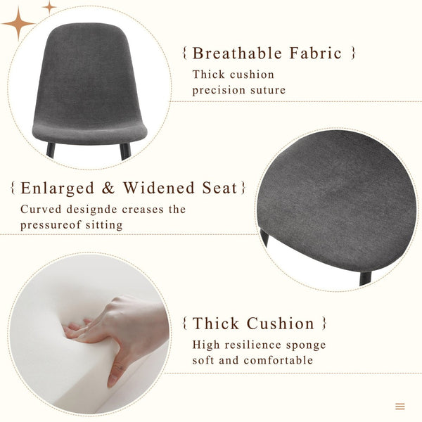 English Elm Table Set: Stylish 67" Black Wood Grain Mdf Dining Table With 6 Dark Gray Linen Chairs For Comfort W1151S04155-GIGA