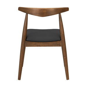 English Elm [video] Rubberwood Dining Chairs Set of 2 Faux Leather Ergonomic Retro Splayed Leg Design Walnut+Black N759P386879B