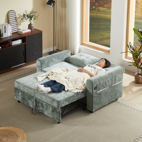 English Elm Modern Chenille Tufted Sleeper Sofa with Usb Port and Storage for Guest Rooms W1183S00024