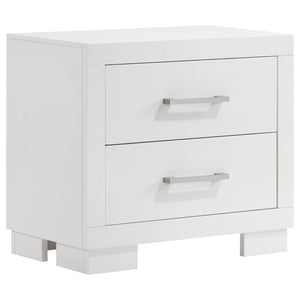 English Elm Copper Elegant White Rectangular Nightstand with 2 Soft-Close Drawers and Sleek Bar Handles, 23" H B062P333433