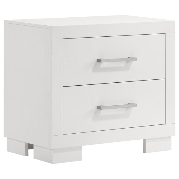 English Elm Copper Elegant White Rectangular Nightstand with 2 Soft-Close Drawers and Sleek Bar Handles, 23" H B062P333433