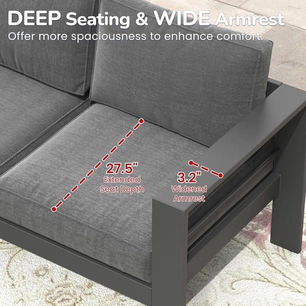 English Elm 50" Cast Aluminum Outdoor Loveseat with Uv Resistant Olefin Cushions for Patio Decks Gray+Gray B082P454977