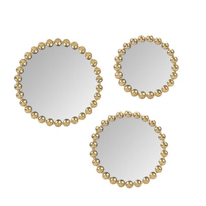 Madison Park Signature Marlowe Modern/Contemporary Gold Beaded Round Wall Mirror 3-piece set MPS95F-0041 Gold