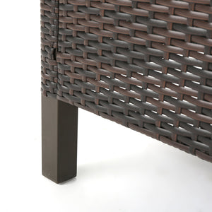 English Elm Christopher Knight Home® - CYPRESS Wicker Outdoor Dining Chair with Water-Resistant Cushion, Durable Weatherproof Patio Seating Brown Multi 32.5 L x 23.3 W x 14 H 61562.00MBRN