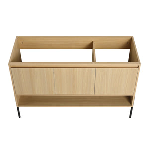 English Elm 48" Modern Freestanding Bathroom Vanity Cabinet, 3 Soft-Close Doors, KD Packing, No Sink Included W1972P199462