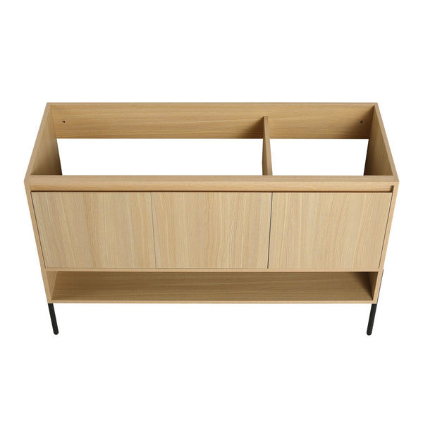 English Elm 48" Modern Freestanding Bathroom Vanity Cabinet, 3 Soft-Close Doors, KD Packing, No Sink Included W1972P199462