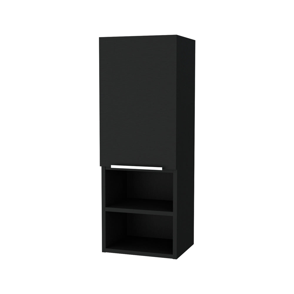 English Elm Milwaukee Black Medicine Cabinet with Mirror Door, 2 Interior Shelves & 2 Open Bottom Shelves, 32" H B128P148747