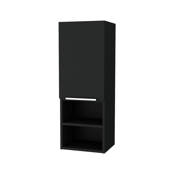 English Elm Milwaukee Black Medicine Cabinet with Mirror Door, 2 Interior Shelves & 2 Open Bottom Shelves, 32" H B128P148747