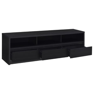 English Elm O'brien Matte Black 78 Inch Media Console with Three Drawers and Wire Management B062P451722