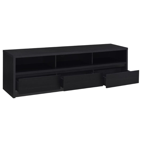 English Elm O'brien Matte Black 78 Inch Media Console with Three Drawers and Wire Management B062P451722