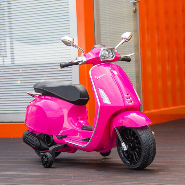 English Elm Qaba Vespa Licensed Retro Ride on Electric Motorbike for Toddlers with Fm Radio Pink W2225P229331