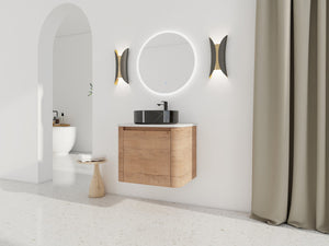 English Elm 24'' Wall-Mounted Bathroom Vanity With Ceramic Sink, Soft-Close Door & Space-Saving Design For Style W999S00396