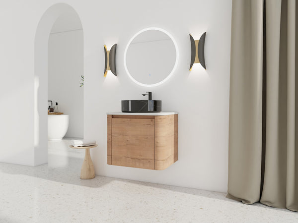 English Elm 24'' Wall-Mounted Bathroom Vanity With Ceramic Sink, Soft-Close Door & Space-Saving Design For Style W999S00396