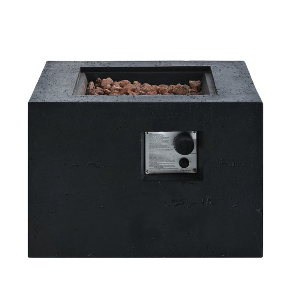 English Elm U_style Mgo Square Propane Fire Pit 40000 Btu Stone Texture Patio Table with Lava Rocks Black N711P410544B