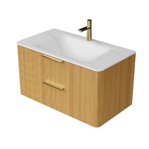English Elm 36" Sintered Stone Vanity Top Undermount Ceramic Basin Glossy Gray Bathroom Upgrade W2615P366782