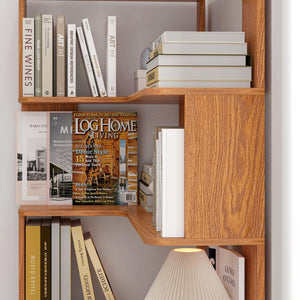 English Elm 90cm Five Tier L-shaped Corner Bookcase Open Wood Shelving Unit for Home Office W2899P444147