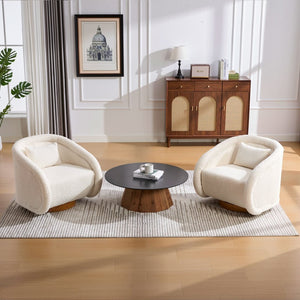 English Elm Swivel Barrel Chair Plush Teddy Fabric Pumpkin Silhouette for Living Room or Bedroom W3244P288825