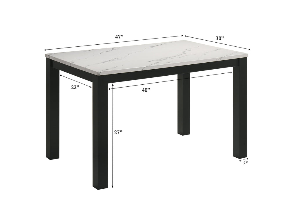English Elm 1pc Modern Faux Marble Rectangular Dining Table with Black Legs, 47.2" Durable Easy-Clean Surface B011P376976