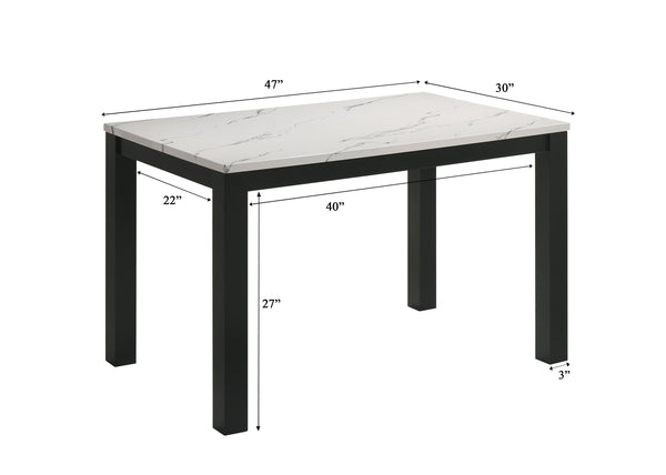 English Elm 1pc Modern Faux Marble Rectangular Dining Table with Black Legs, 47.2" Durable Easy-Clean Surface B011P376976