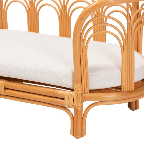 English Elm Bohemian Rattan Pet Bed with Openwork Weave Honey Finish and Removable Cushion B2750P467729