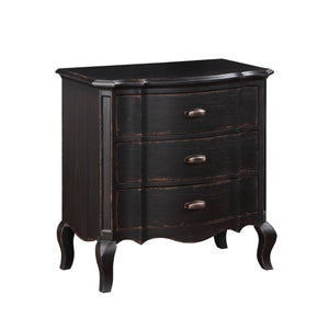 English Elm Chelmsford Antique Black Nightstand with 3 Drawers, Dovetail Joints, Felt-Lined Top & Cabriole Legs B2726P256324