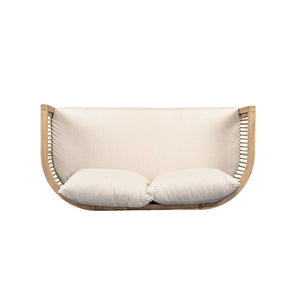 English Elm Christopher Knight Home® - 54.4'' Acacia Wood Outdoor Loveseat with Beige Cushions, Light Teak Finish, Weather-Resistant Rustic Charm N772P246424L