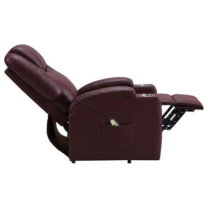English Elm Macklin Faux Leather Power Lift Recliner with Heat Massage and Storage Pockets Wine Red B062P466805