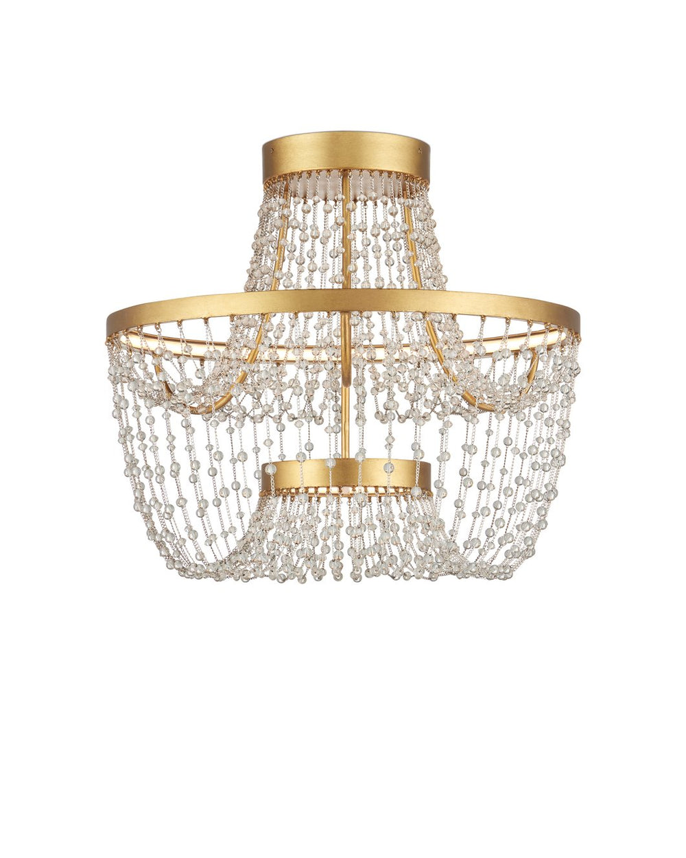 Currey & Company Mademoiselle Medium Chandelier - Elegant Glass Bead Design In Gold Leaf Finish For Stunning Ambiance Gold Glass Beads ,Wrought Iron 9000-1327-currey-company