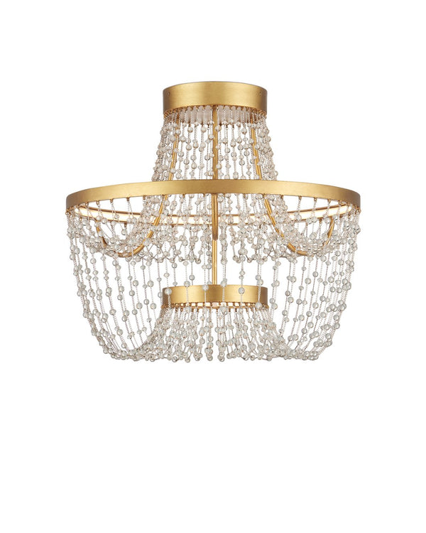 Currey & Company Mademoiselle Medium Chandelier - Elegant Glass Bead Design In Gold Leaf Finish For Stunning Ambiance Gold Glass Beads ,Wrought Iron 9000-1327-currey-company