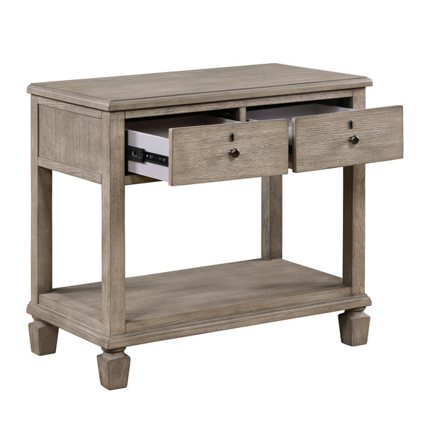 English Elm Gray Oak Marceline Transitional Nightstand with 2 Drawers & Open Shelf, Knob Hardware, Keyhole Accents, 32" x 18" x 29" B011P210715