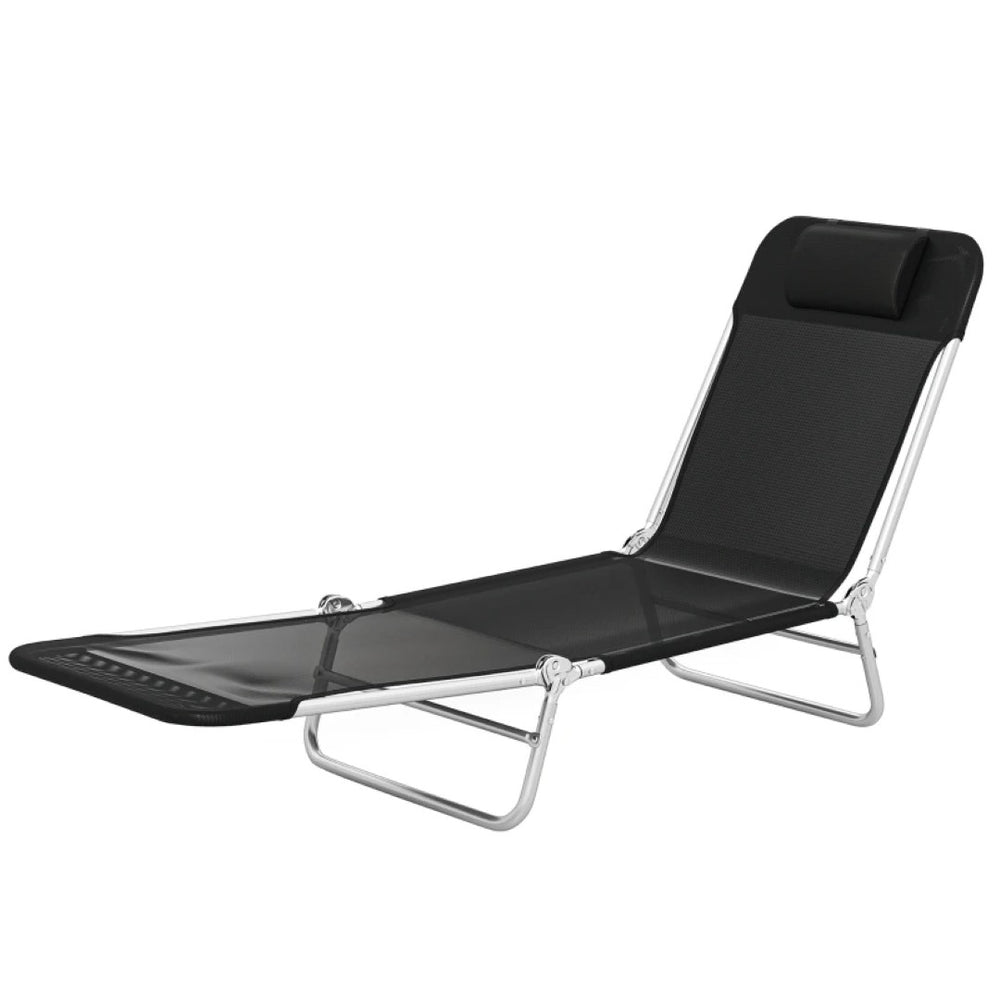 English Elm Convenient Folding Mesh Chaise Lounge with Steel Frame for Pool Patio Outdoor Tanning T3971P459782