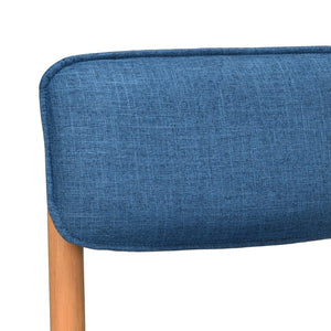 English Elm Modern Linen Upholstered Dining Chair Set Solid Wood Cross Base Removable Back Blue T3623P466012