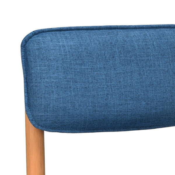 English Elm Modern Linen Upholstered Dining Chair Set Solid Wood Cross Base Removable Back Blue T3623P466012