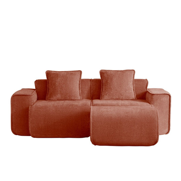 English Elm Streamlined Velvet Modular L-shape Sectional Sofa with Cloud Foam and French Piping Red W3041S00357