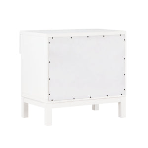 English Elm Blake Coastal Cane 1-Drawer Nightstand in White Solid Wood with Open Shelf, Gold Pull, 28.25"L B050P376944