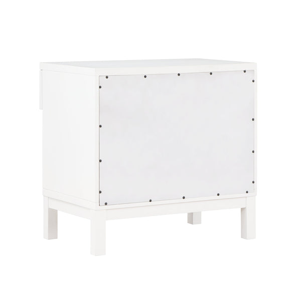 English Elm Blake Coastal Cane 1-Drawer Nightstand in White Solid Wood with Open Shelf, Gold Pull, 28.25"L B050P376944