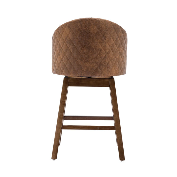 English Elm United We Win Quilted Microsuede Swivel Barstool with Wood Legs and Gold Rivet Trim W1568P361710