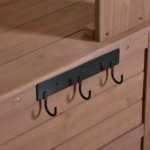 English Elm (with Hutch) Topamx Solid Fir Potting Bench Patio Workstation Spice Rack Drawer Brown N717P404331D