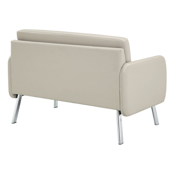 OSP Home Furnishings Lounge Faux Leather Loveseat with Chrome Legs for Modern Lobbies and Reception Areas SL5602-PD28