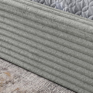 English Elm Queen Upholstered Platform Bed Frame In Grey Velvet With Curved Headboard - No Box Spring Needed! W487S00340-GIGA