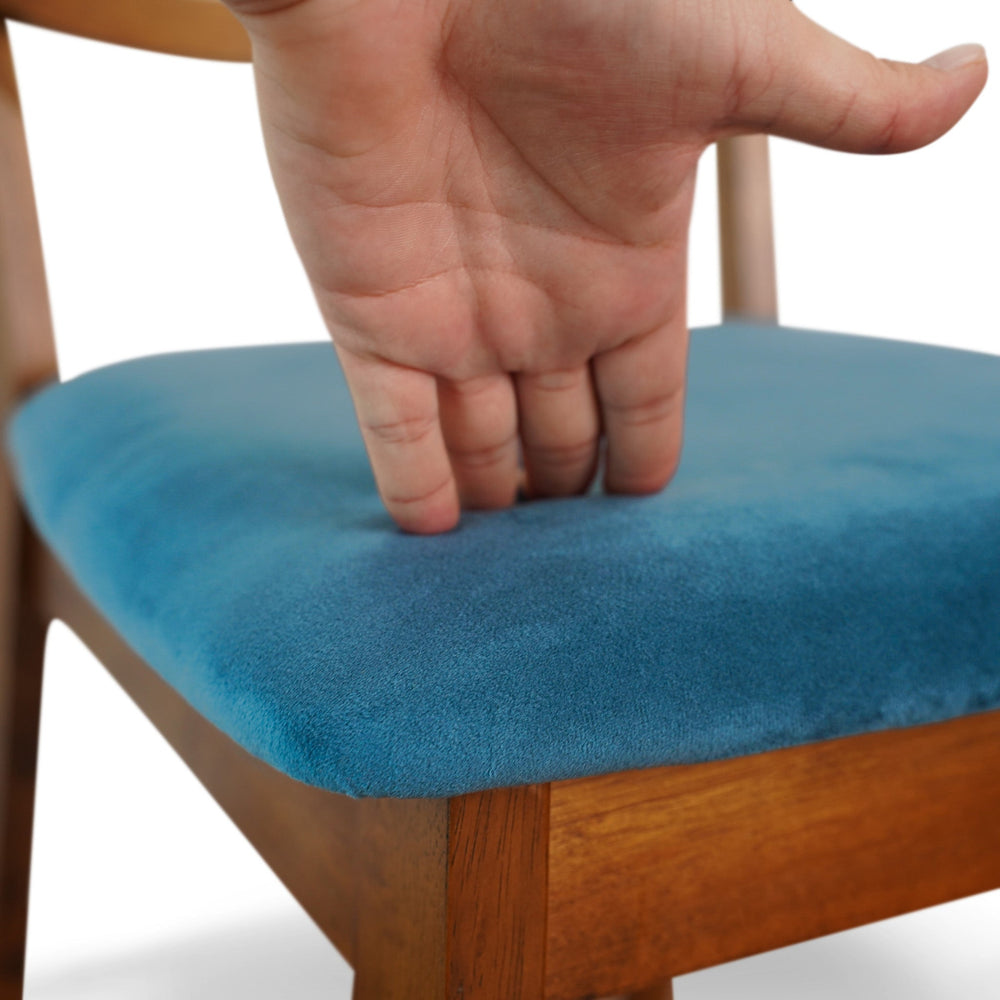 English Elm Ashcroft Furniture - Kaden Navy Blue Velvet Dining Chair Set of 2 — Mid-Century Modern Split Back, Plush Foam Seating, Solid Wood Frame (32.3"H) B183P232097